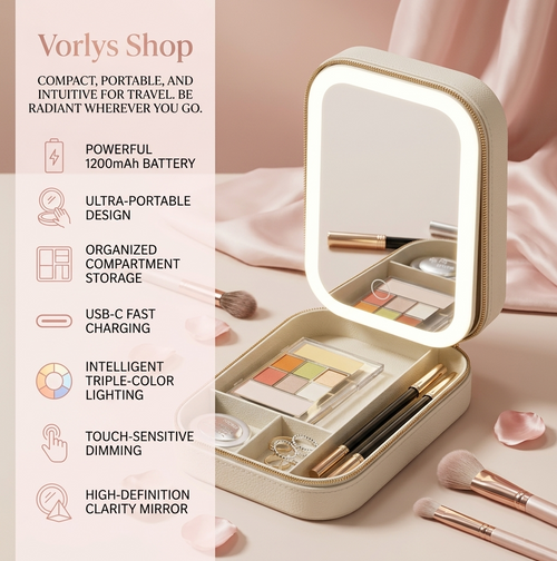 Compact Makeup vanity with LED mirror